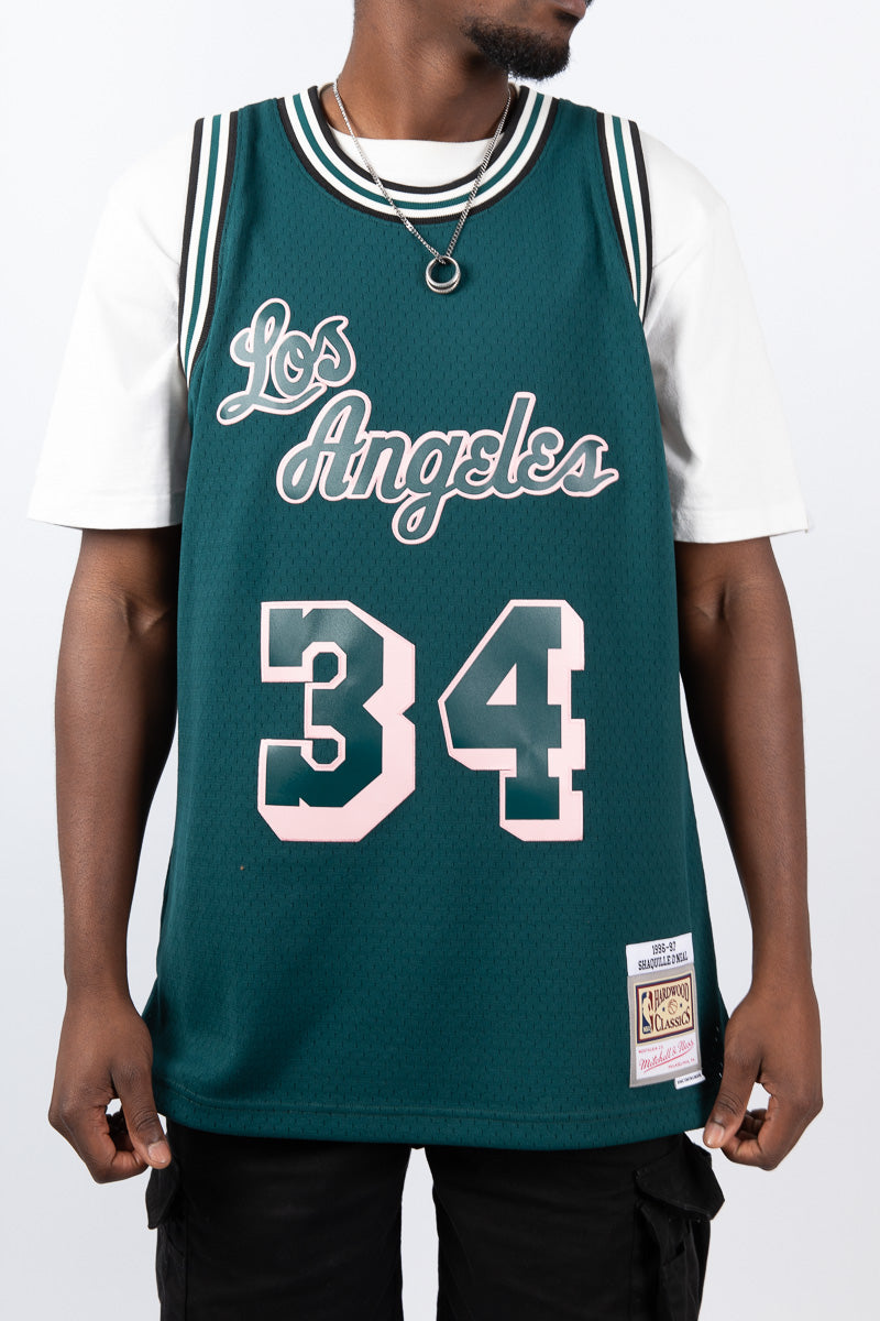 Shaquille O'Neal LA Lakers Deep Emerald Hardwood Classic Swingman Jersey - Mens