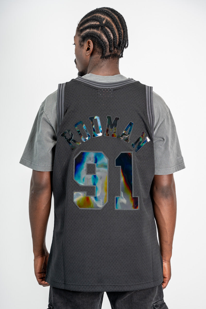 Dennis Rodman Chicago Bulls Triple Black Chrome Hardwood Classic Swingman Jersey