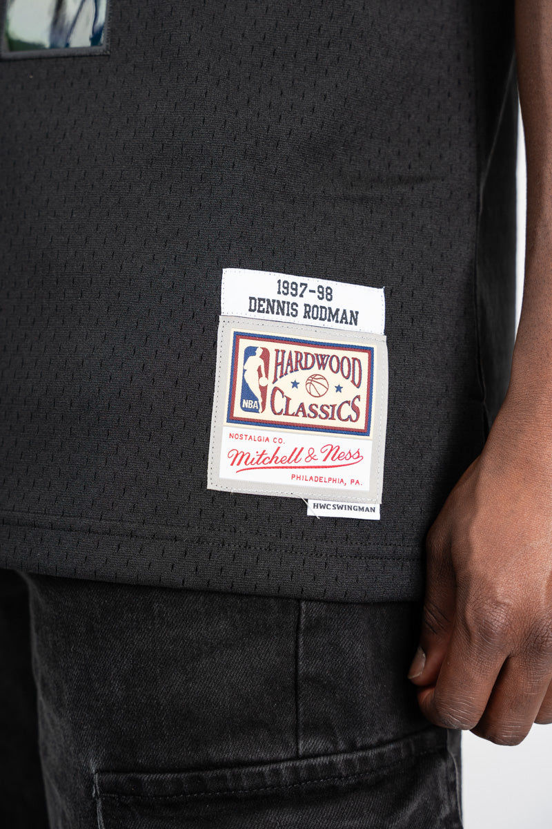 Dennis Rodman Chicago Bulls Triple Black Chrome Hardwood Classic Swingman Jersey