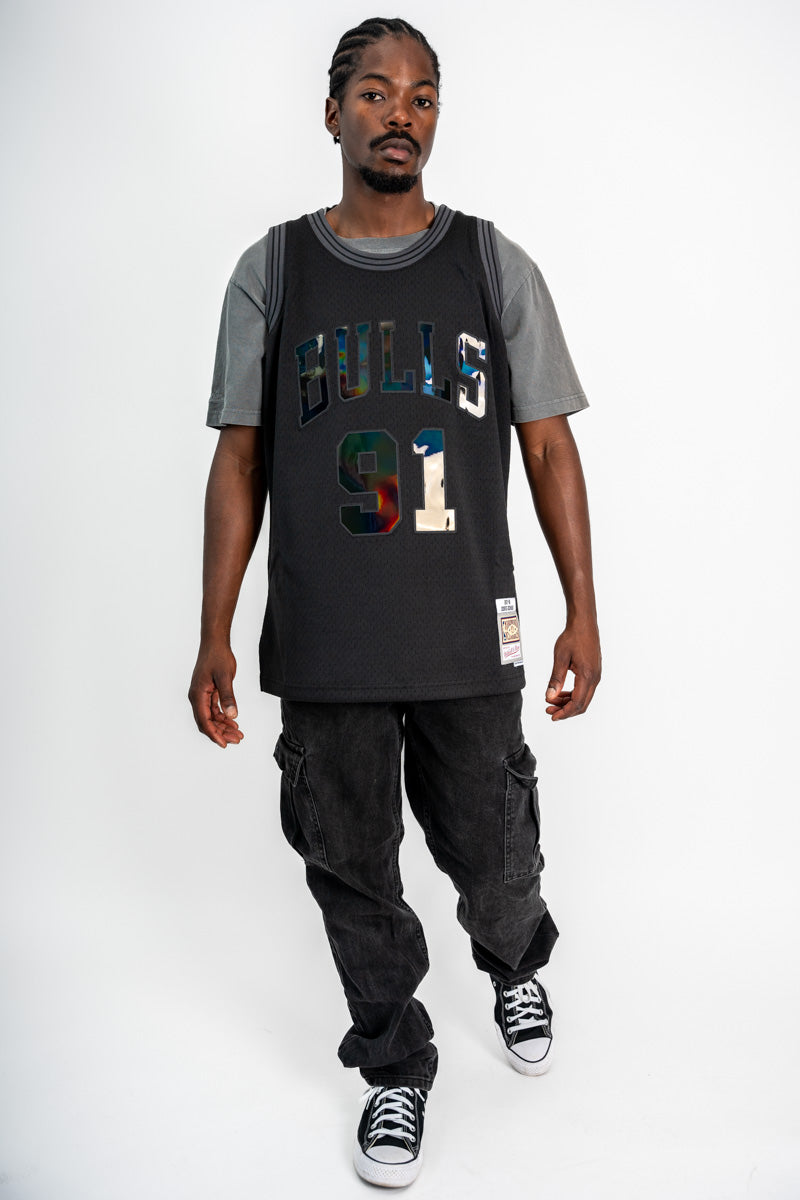 Dennis Rodman Chicago Bulls Triple Black Chrome Hardwood Classic Swingman Jersey