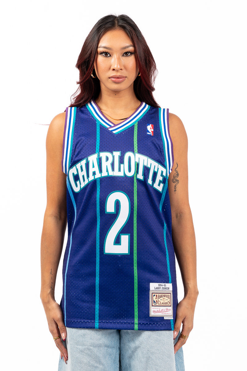 Larry Johnson Charlotte Hornets 92-93 Hardwood Classic Swingman Jersey - Womens
