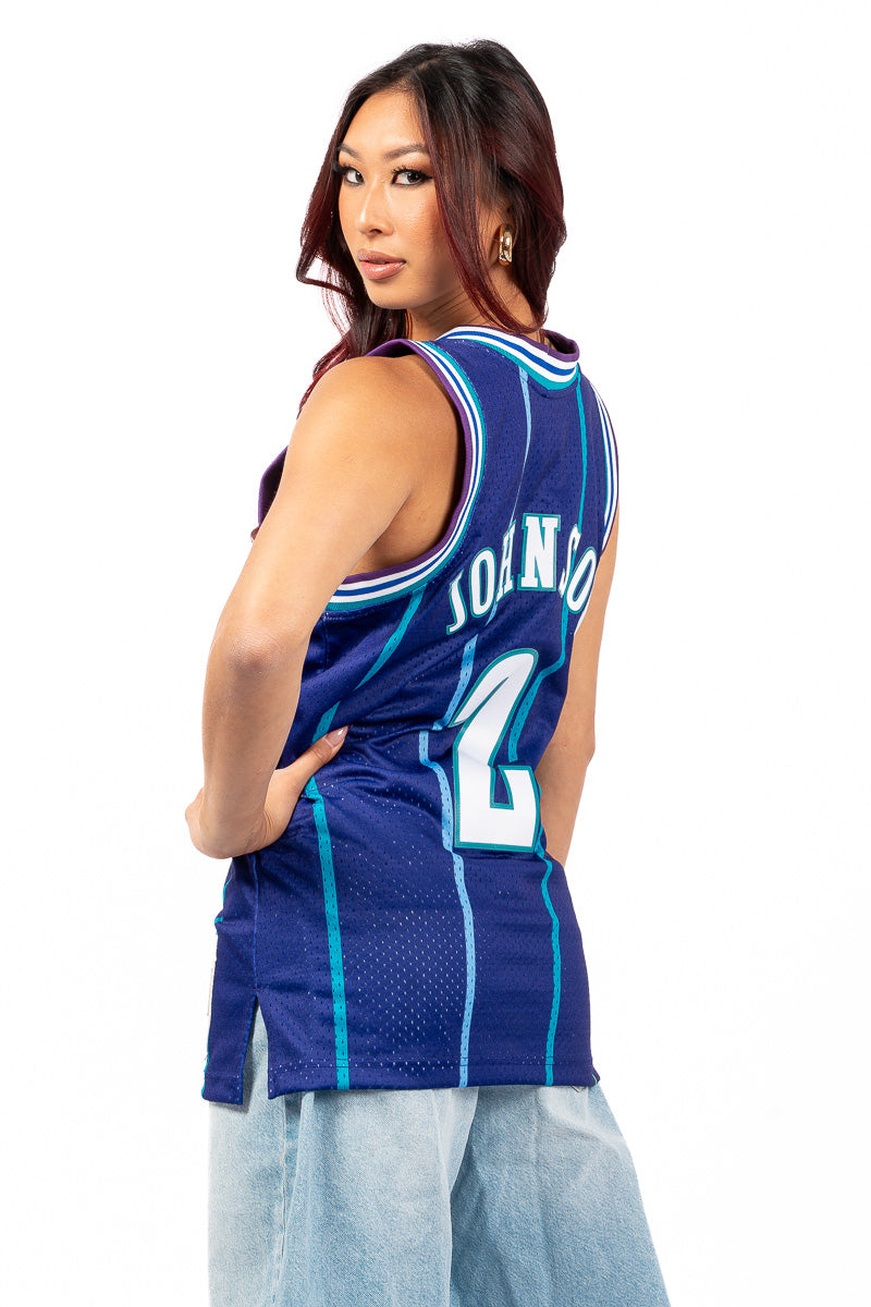 Larry Johnson Charlotte Hornets 92-93 Hardwood Classic Swingman Jersey - Womens