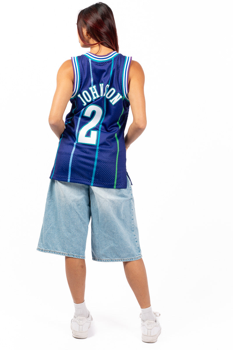 Larry Johnson Charlotte Hornets 92-93 Hardwood Classic Swingman Jersey - Womens