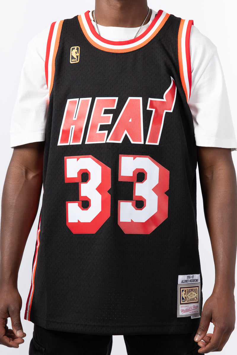 Alonzo Mourning Miami Heat Hardwood Classic Swingman Jersey - Mens