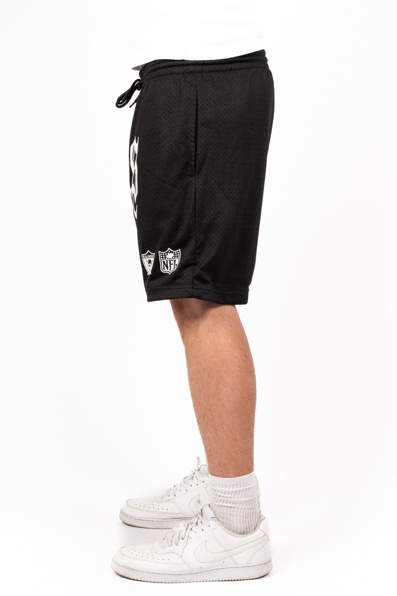 Las Vegas Raiders Stars & Text Mesh Shorts