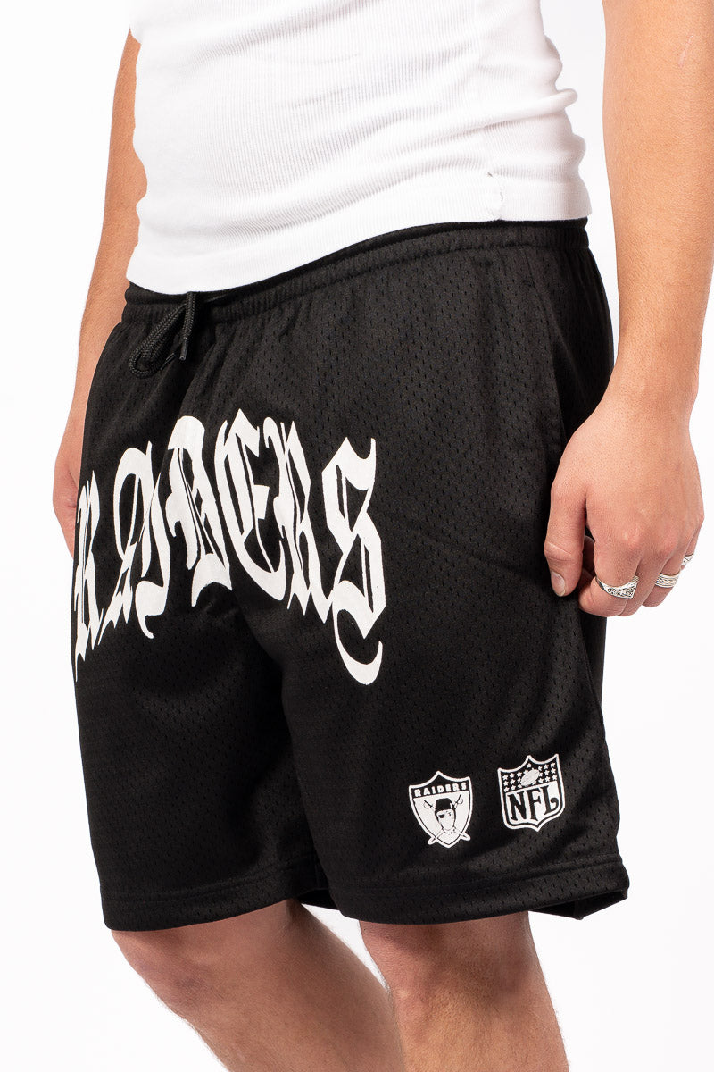 Las Vegas Raiders Stars & Text Mesh Shorts