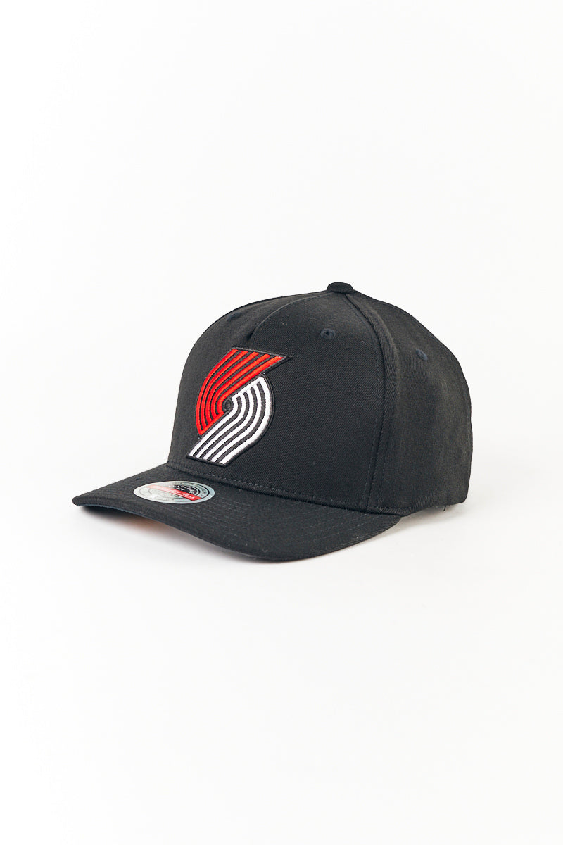 Portland Trail Blazer Classic Red Team Logo Pinch Panel Cap in Black/White