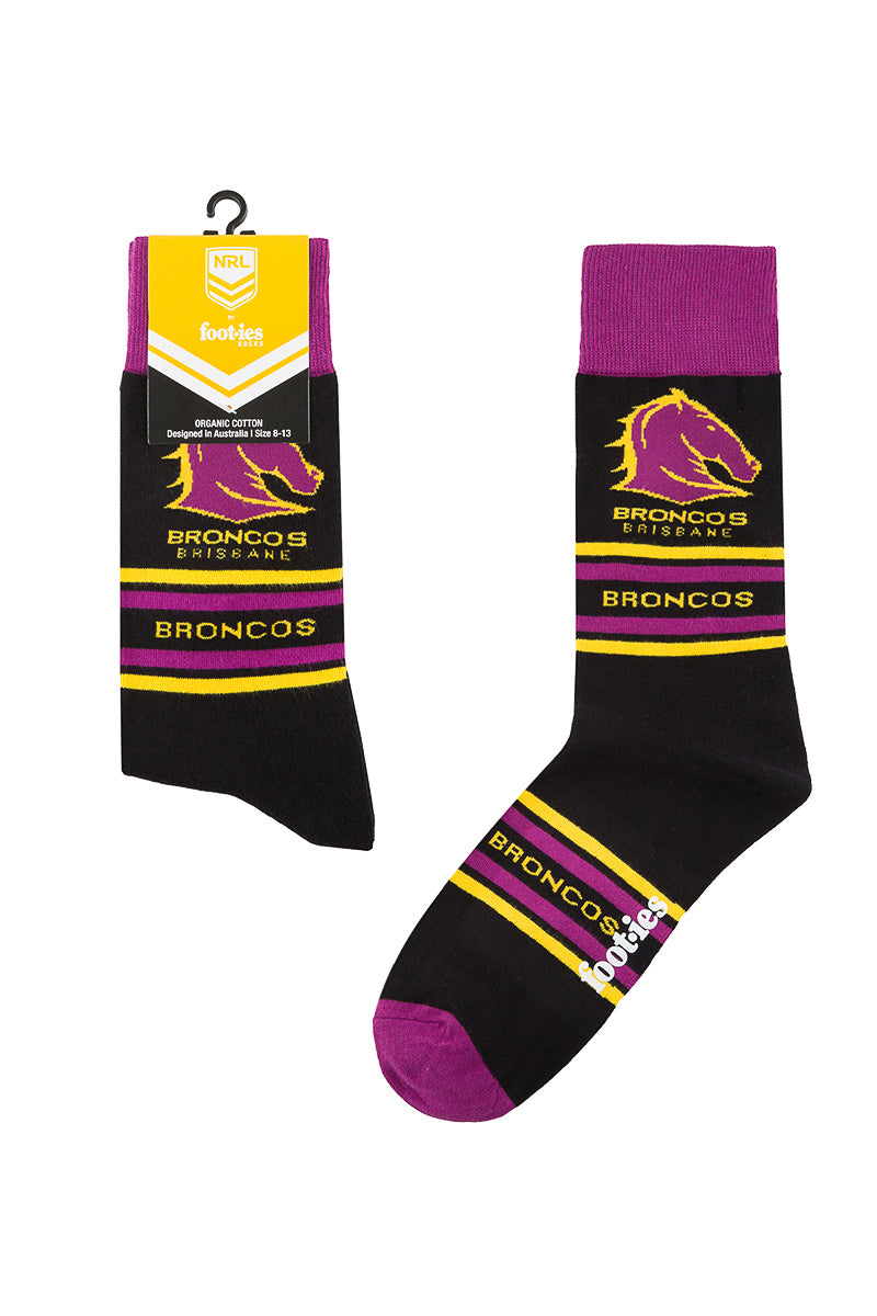 Brisbane Broncos NRL Stripe Organic Cotton Socks
