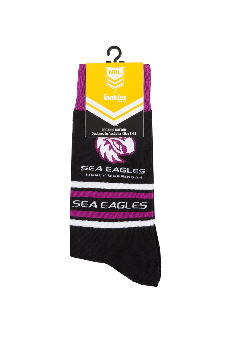 Manly Sea Eagles NRL Stripe Organic Cotton Socks
