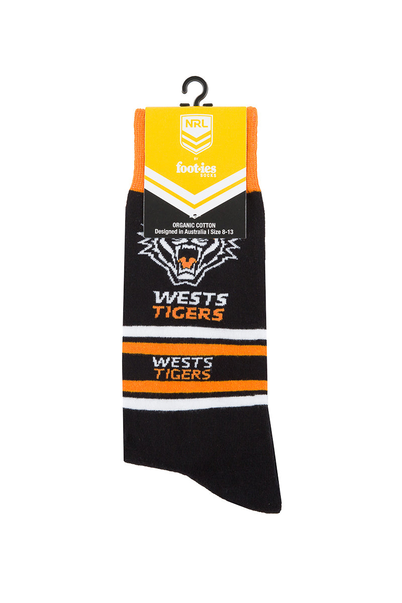 Wests Tigers NRL Stripe Organic Cotton Socks