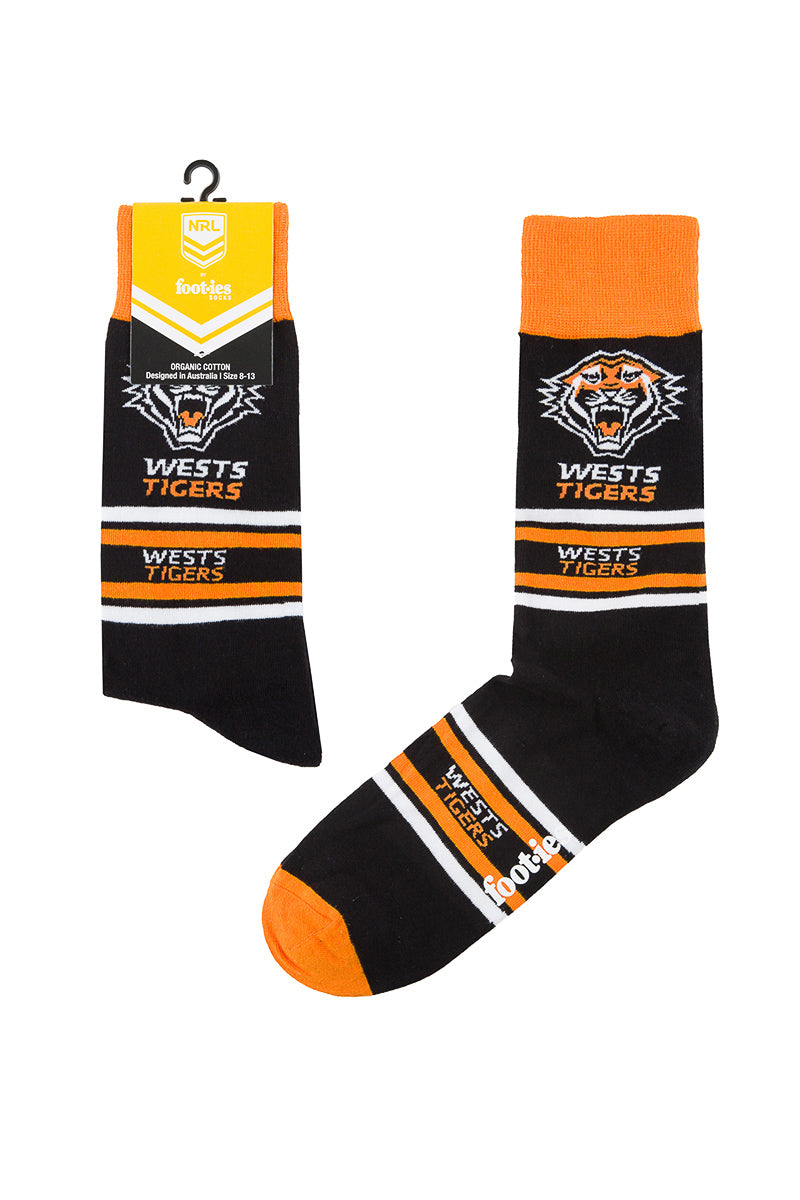 Wests Tigers NRL Stripe Organic Cotton Socks
