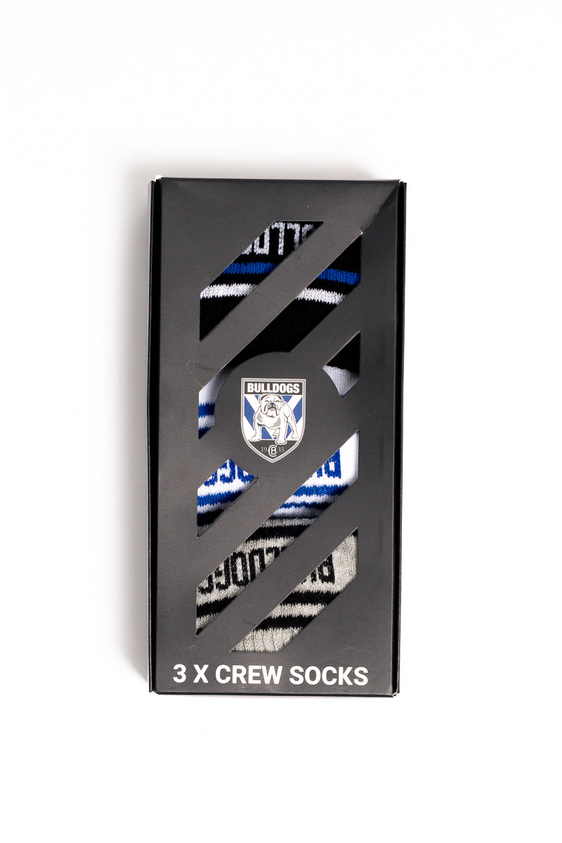 Canterbury Bankstown Bulldogs NRL Crew Socks 3pk