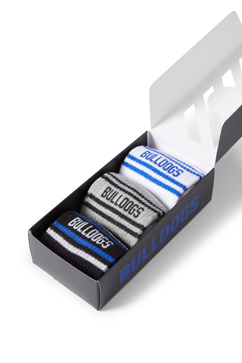 Canterbury Bankstown Bulldogs NRL Crew Socks 3pk
