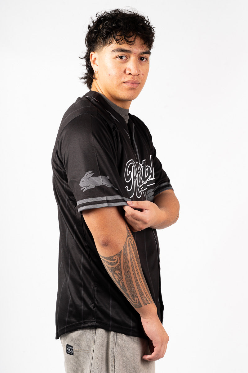 South Sydney Rabbitohs NRL Blackout Baseball Shirt - Mens