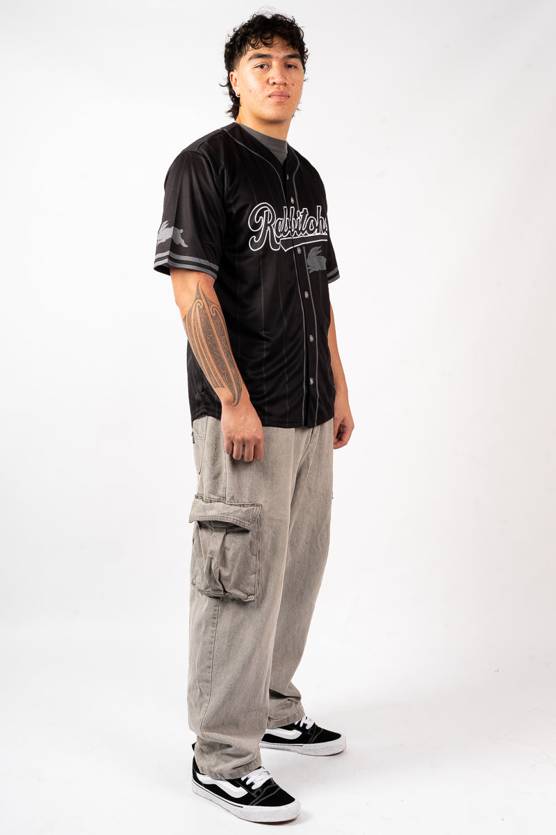 South Sydney Rabbitohs NRL Blackout Baseball Shirt - Mens