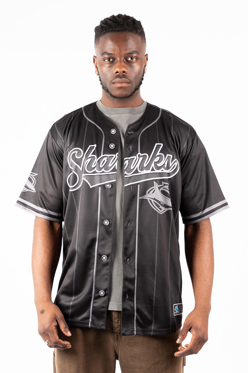 Cronulla Sharks Blackout NRL Baseball Shirt - Mens