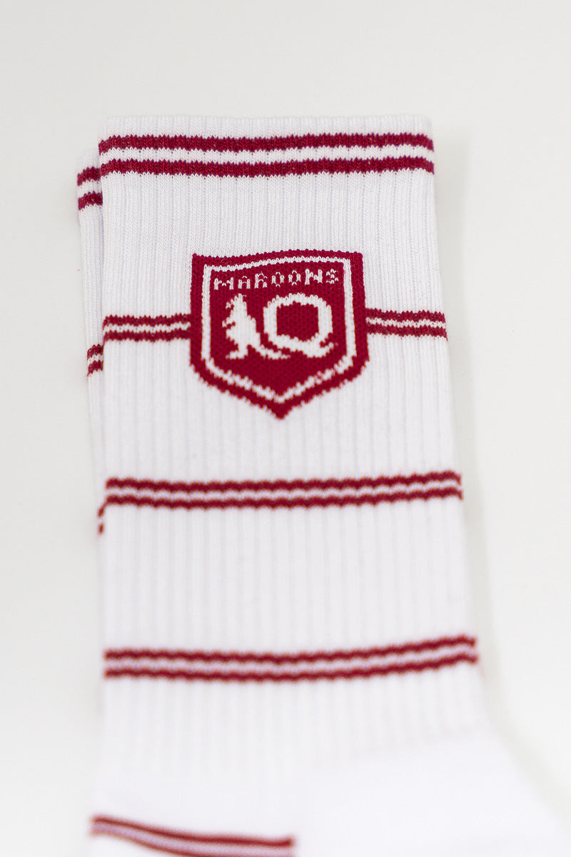 QLD Maroons 2-Tone Stripe Socks - 2 Pack