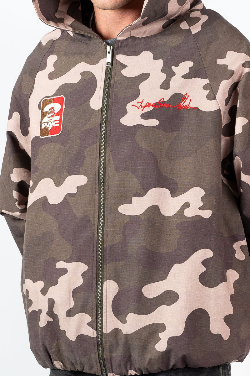 Tupac Zip-Up Waterproof Camo Jacket - Mens