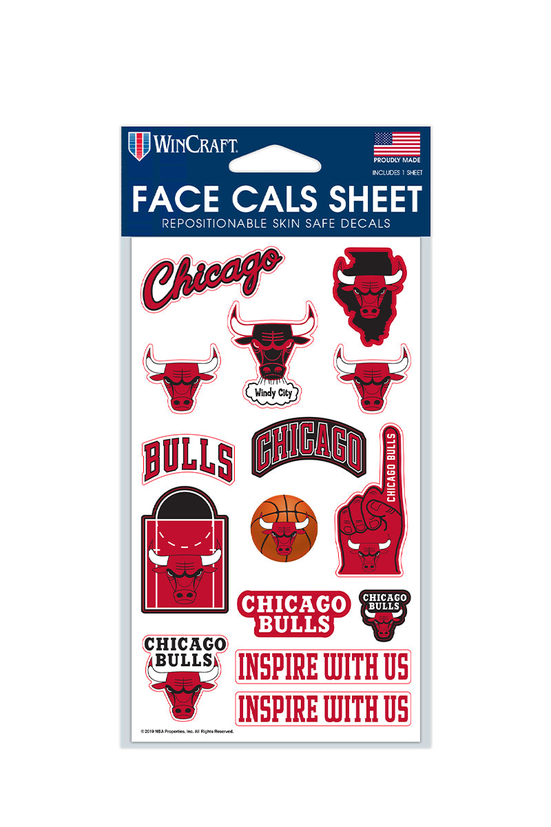 Chicago Bulls Face Decals Stickers Sheet